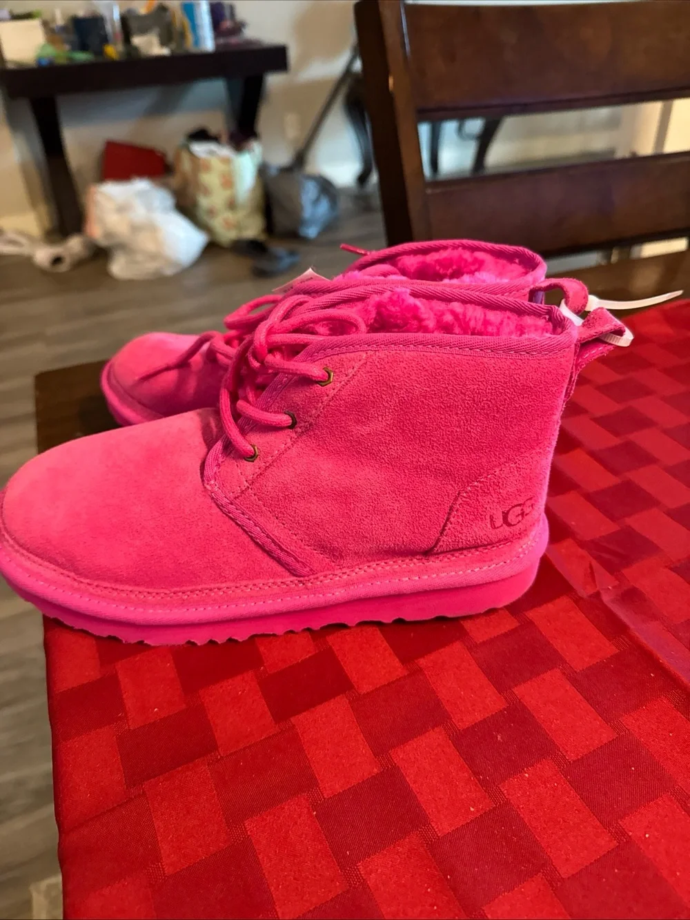 UGG Kids' Pink Suede Lace-Up Boot